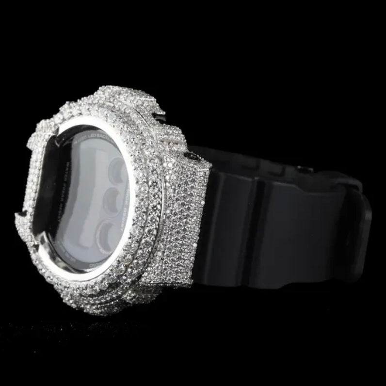 G-SHOCK WITH FULL WHITE CASE MOISSANITE DIAMOND WATCH