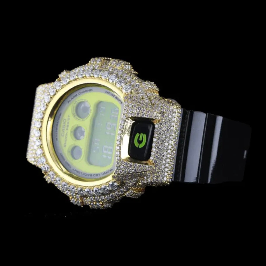 G-SHOCK WITH FULL YELLOW CASE MOISSANITE DIAMOND WATCH