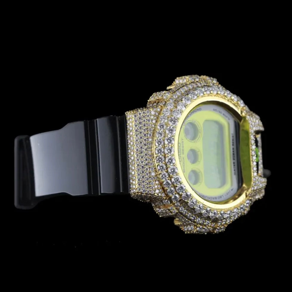 G-SHOCK WITH FULL YELLOW CASE MOISSANITE DIAMOND WATCH