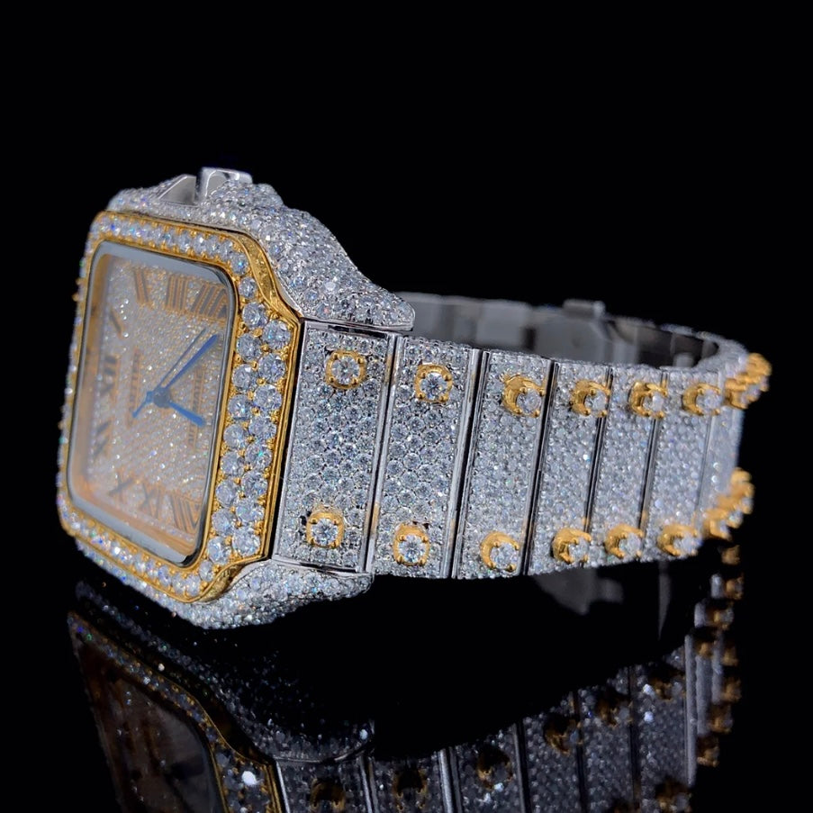 CARTIER TWO-TON GOLD MOISSANITE DIAMOND WATCH