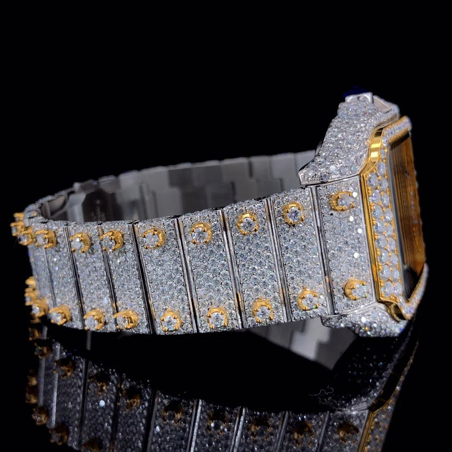 CARTIER TWO-TON GOLD MOISSANITE DIAMOND WATCH