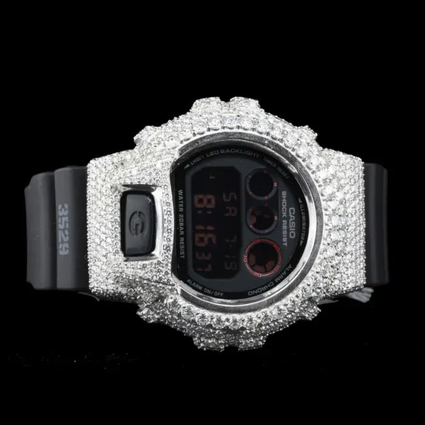 G-SHOCK WITH FULL WHITE CASE MOISSANITE DIAMOND WATCH