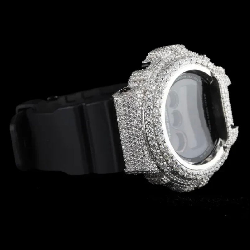 G-SHOCK WITH FULL WHITE CASE MOISSANITE DIAMOND WATCH