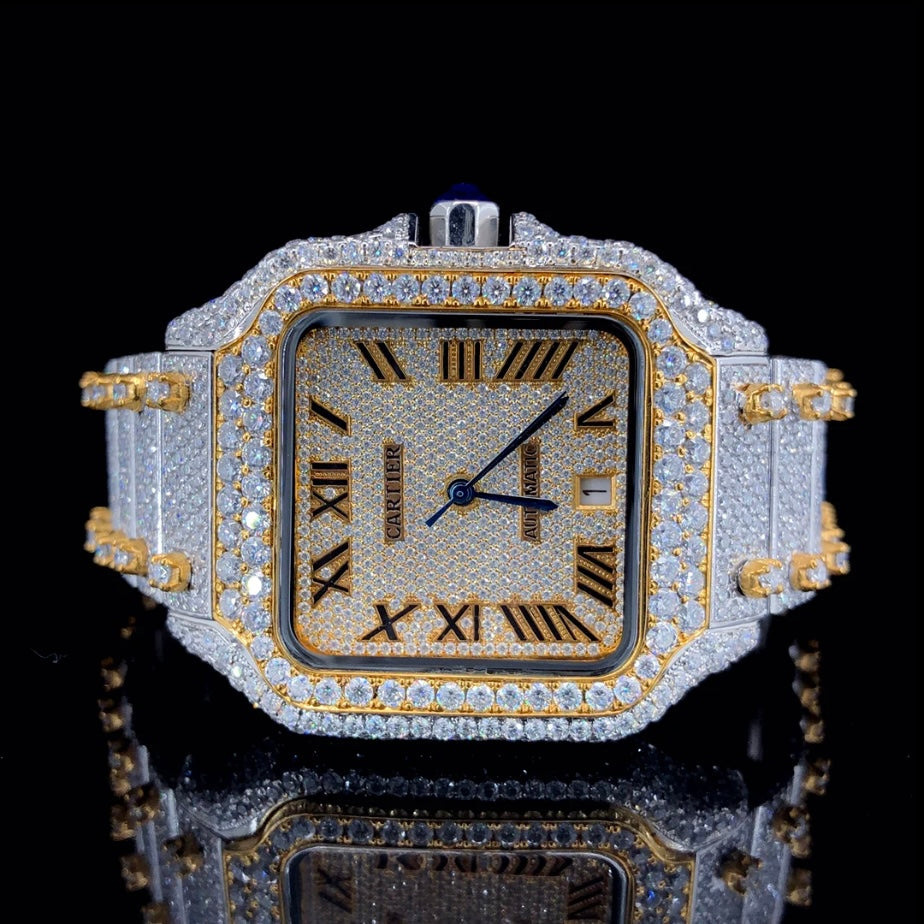 CARTIER TWO-TON GOLD MOISSANITE DIAMOND WATCH